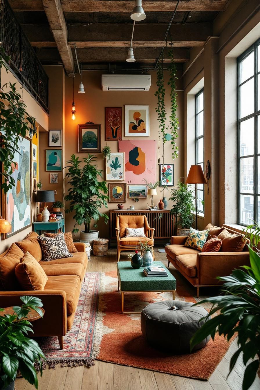 Lush Loft Lair: Where Plants and Paintings Dance