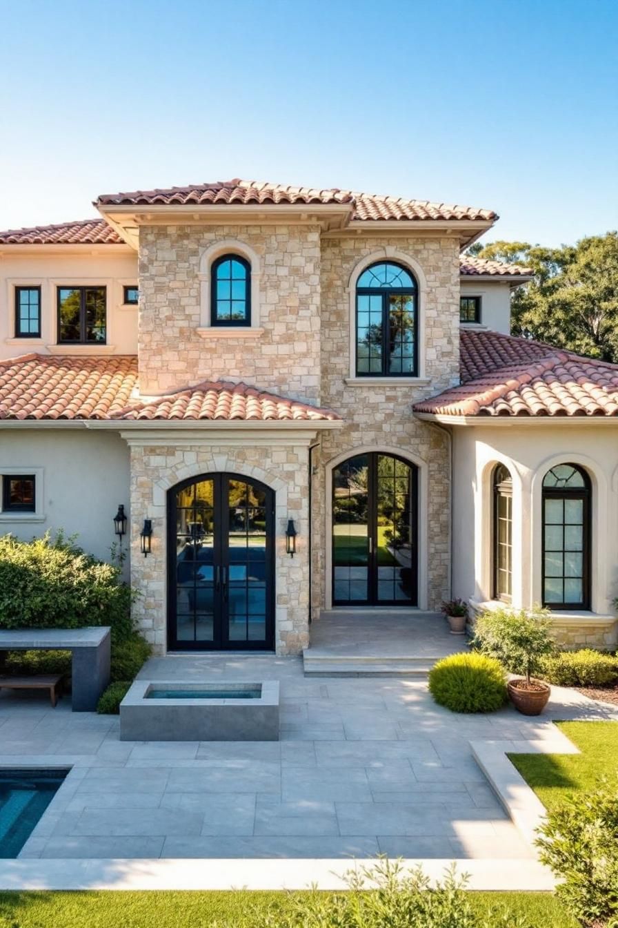 Spanish villa with arched windows and a terracotta roof