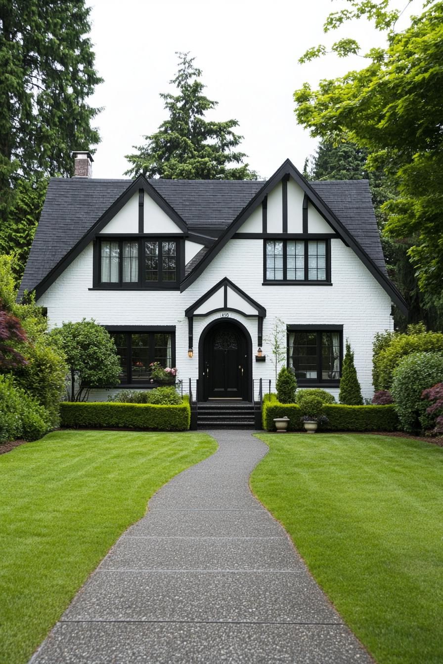 White house with bold black trim