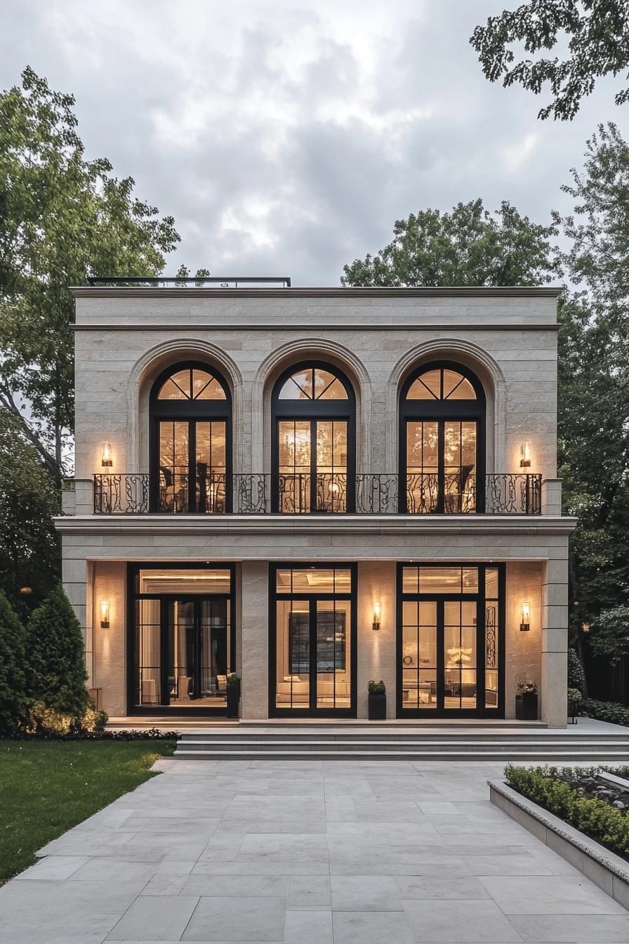 Modern Neoclassical Chateau Under the Stars