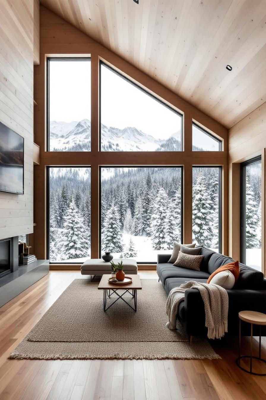 Cozy cabin room with stunning mountain view