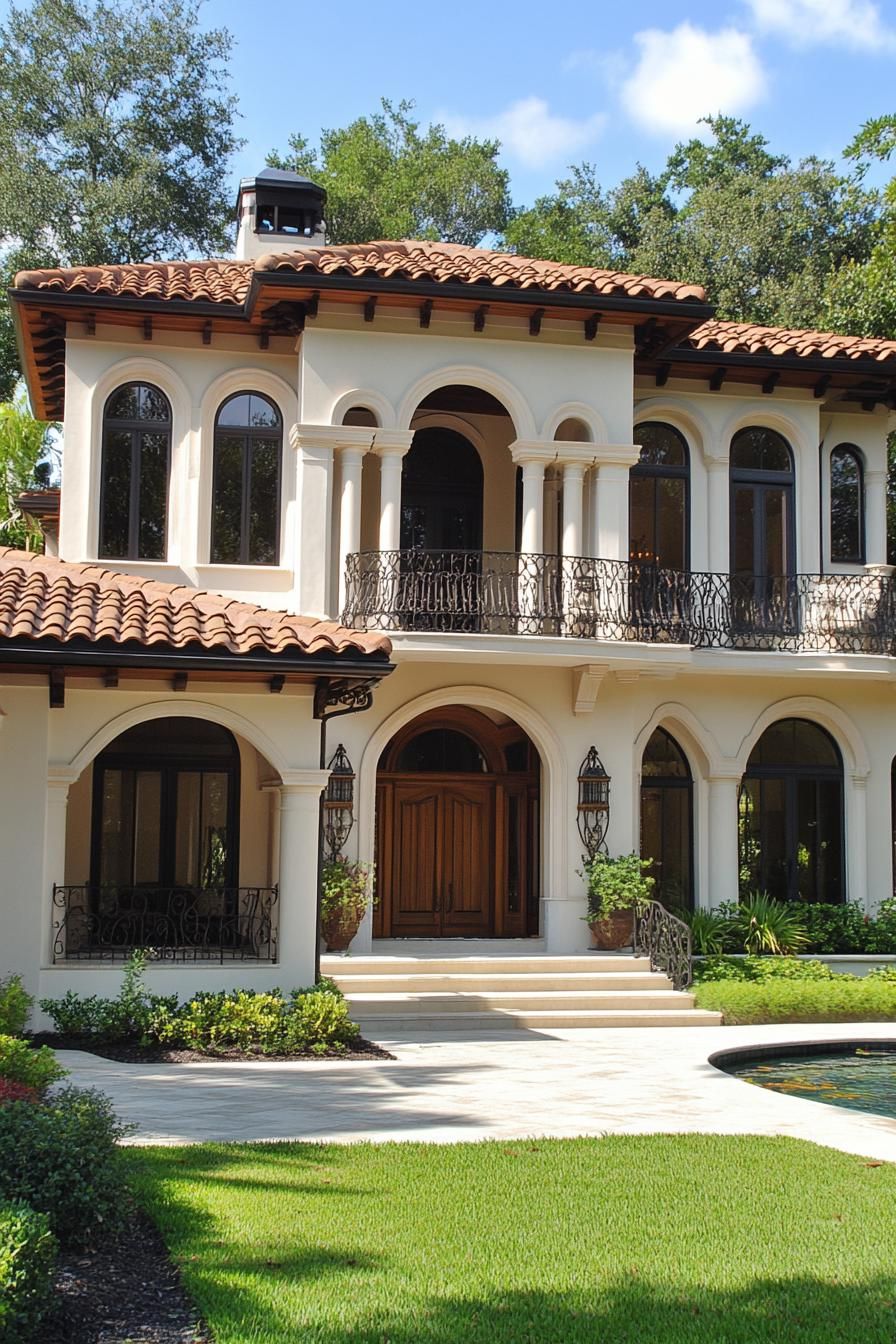 Elegant Mediterranean villa with arches and terracotta roof