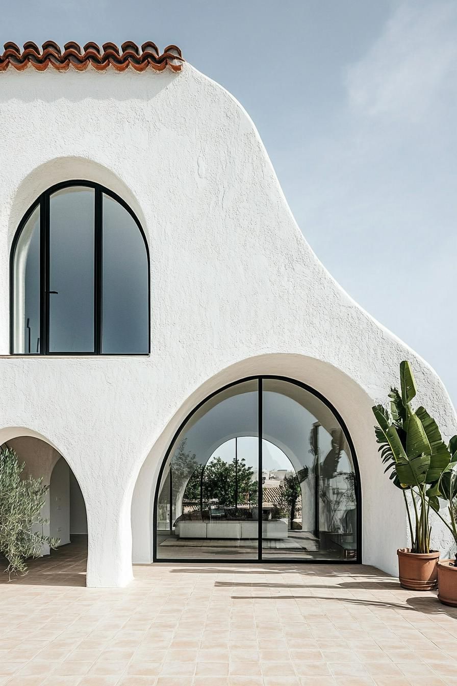 Modern villa with large arched windows