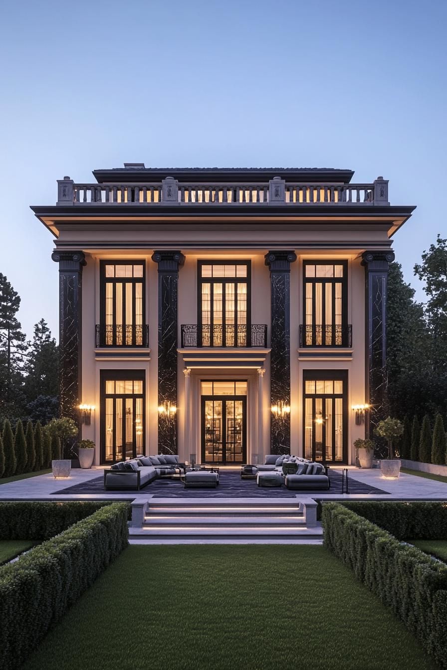 Elegant mansion with grand pillars