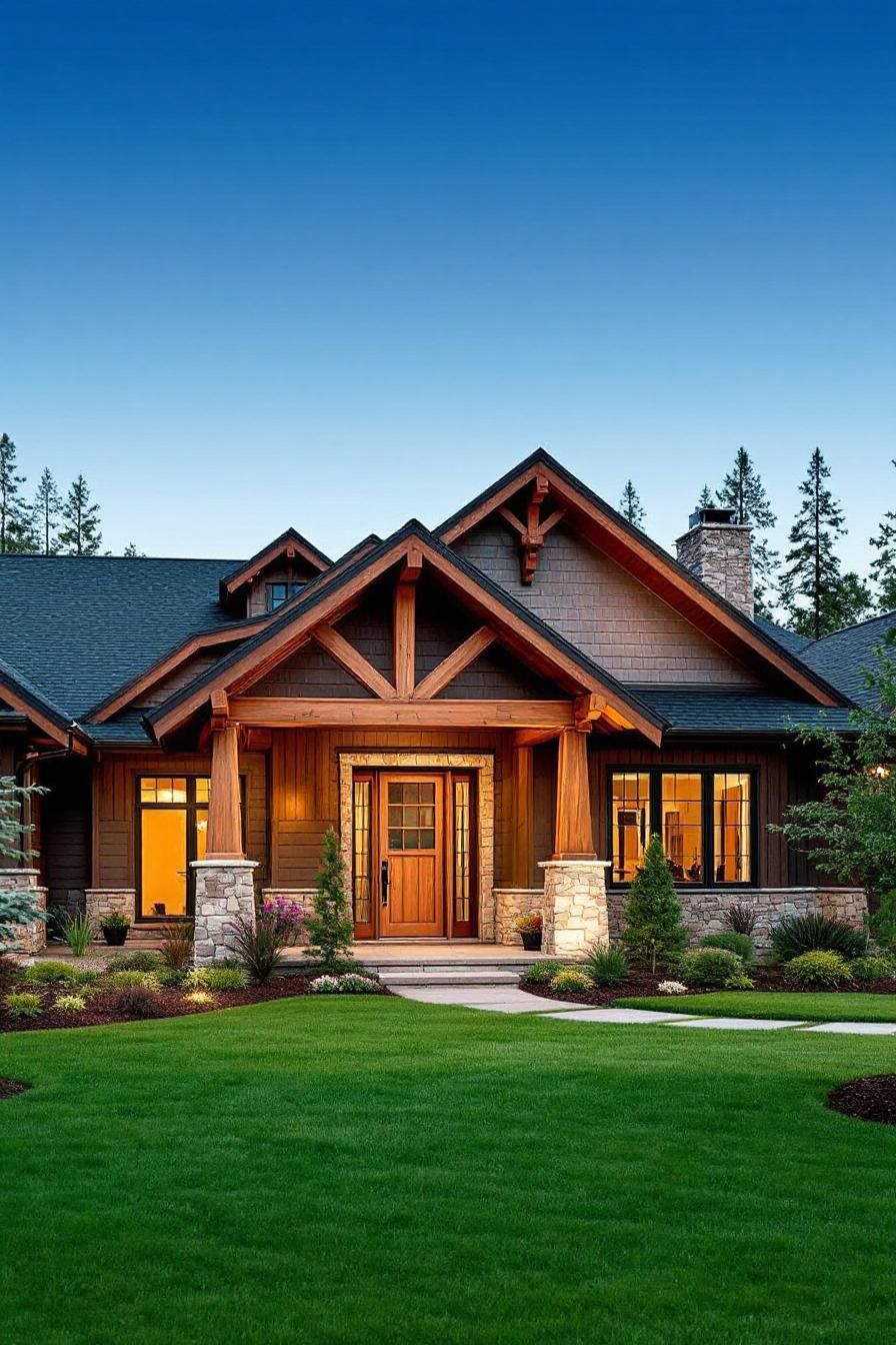 Charming ranch house with a gabled entrance