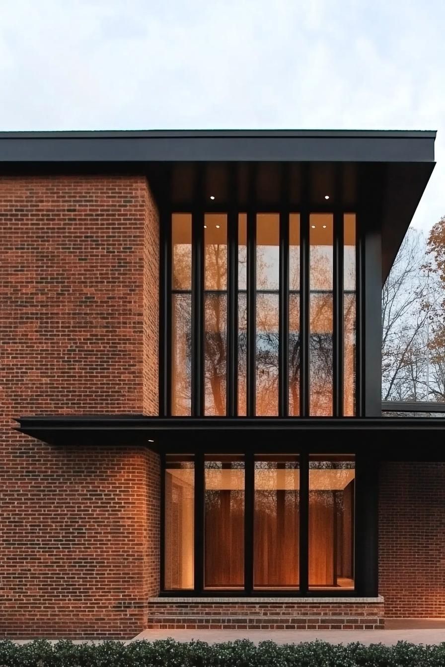 Brick house with large vertical windows and sleek design