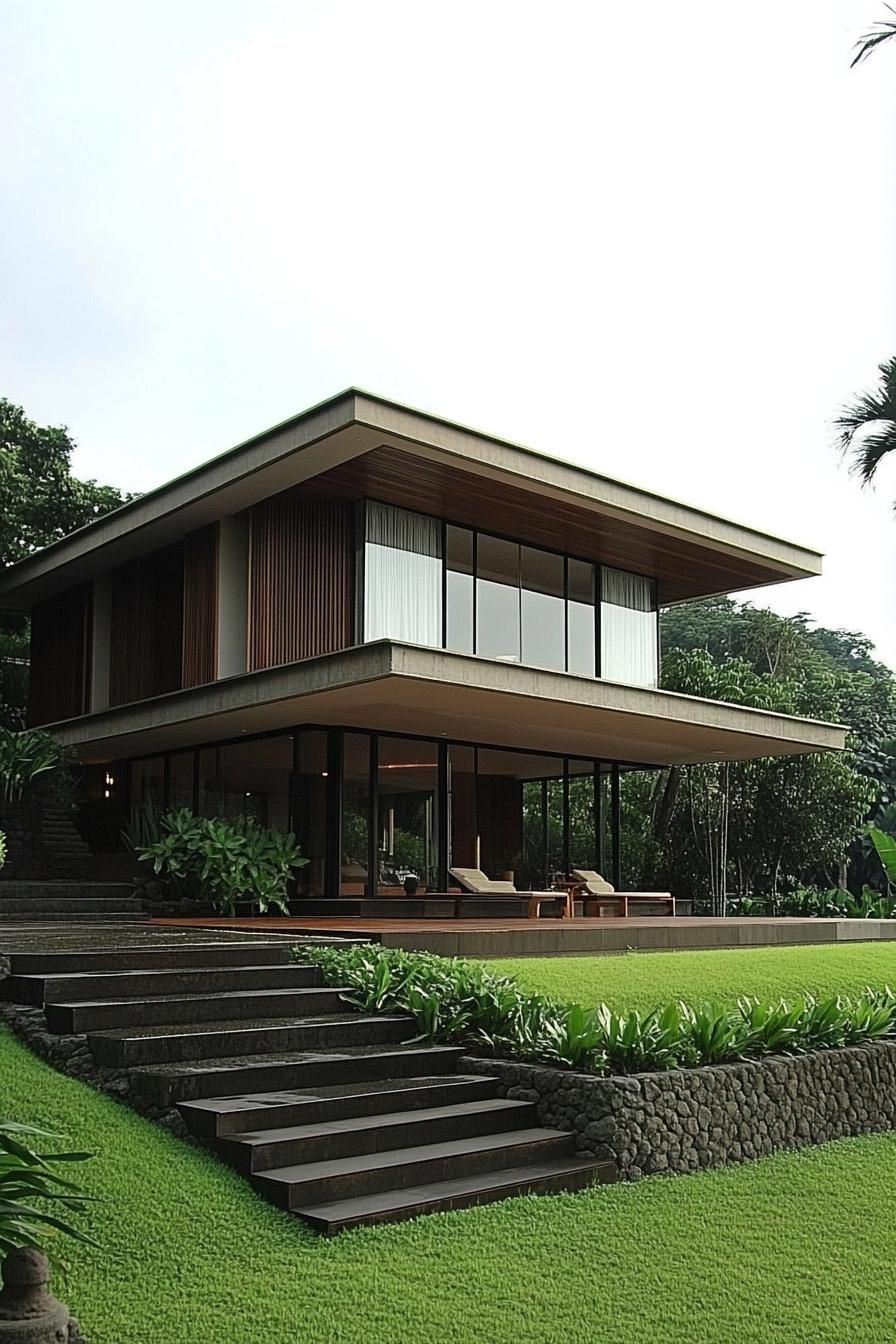 Contemporary Thai house with lush greenery