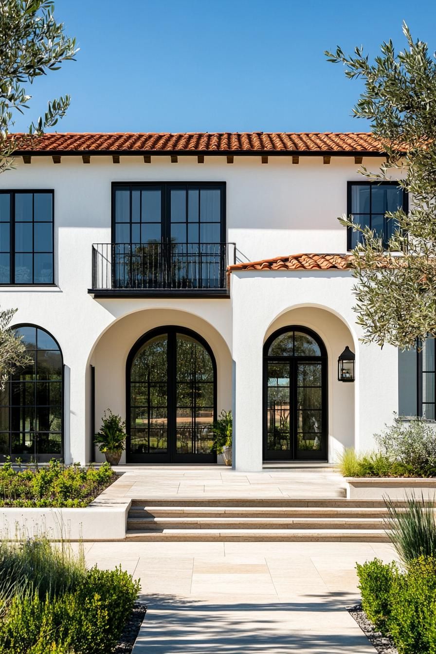 Elegant villa with arched windows and a terracotta roof