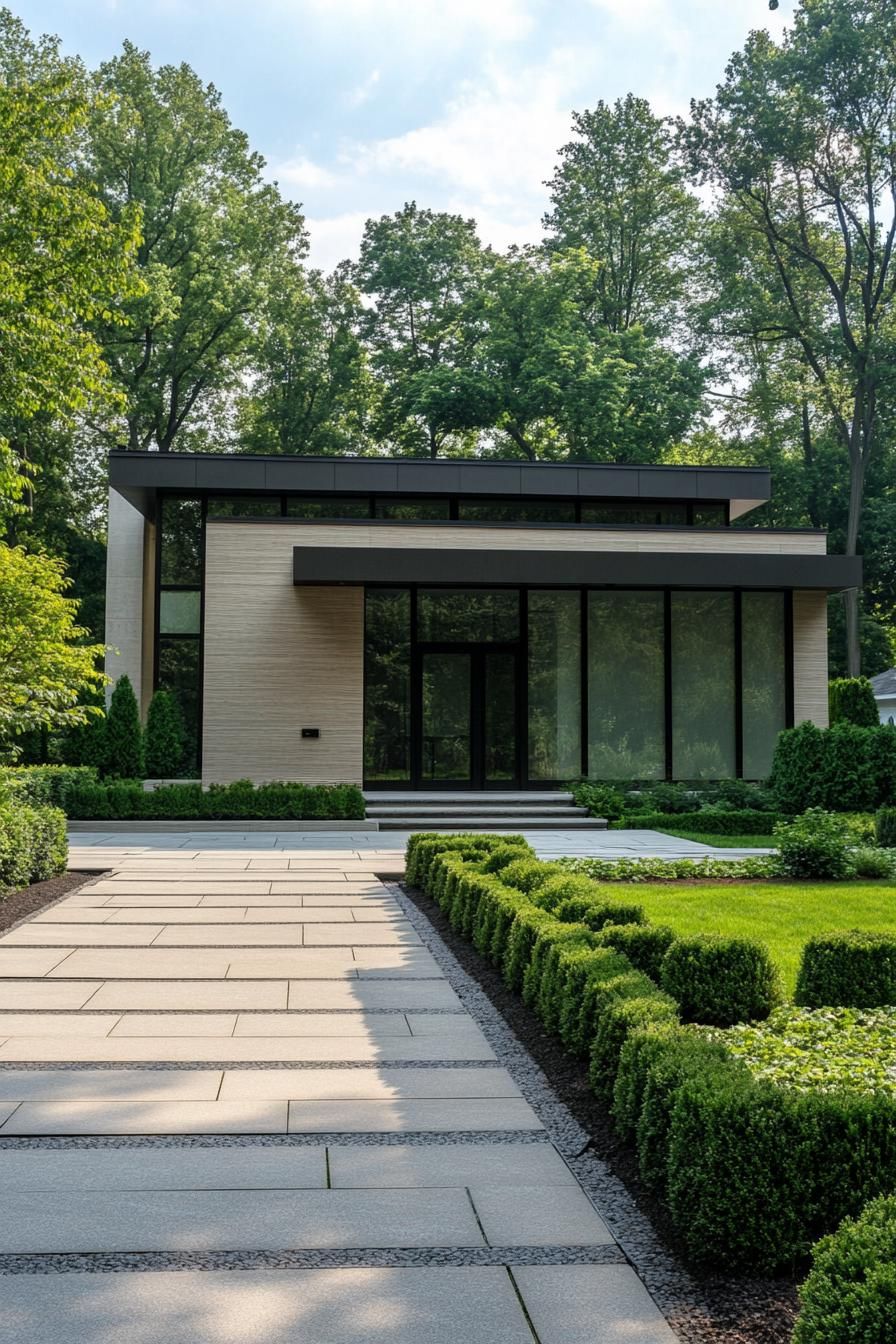 Modern house with flat roof and large glass façade