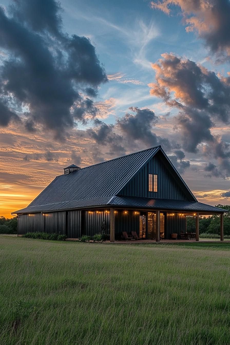 Stylish barn house with a wraparound porch