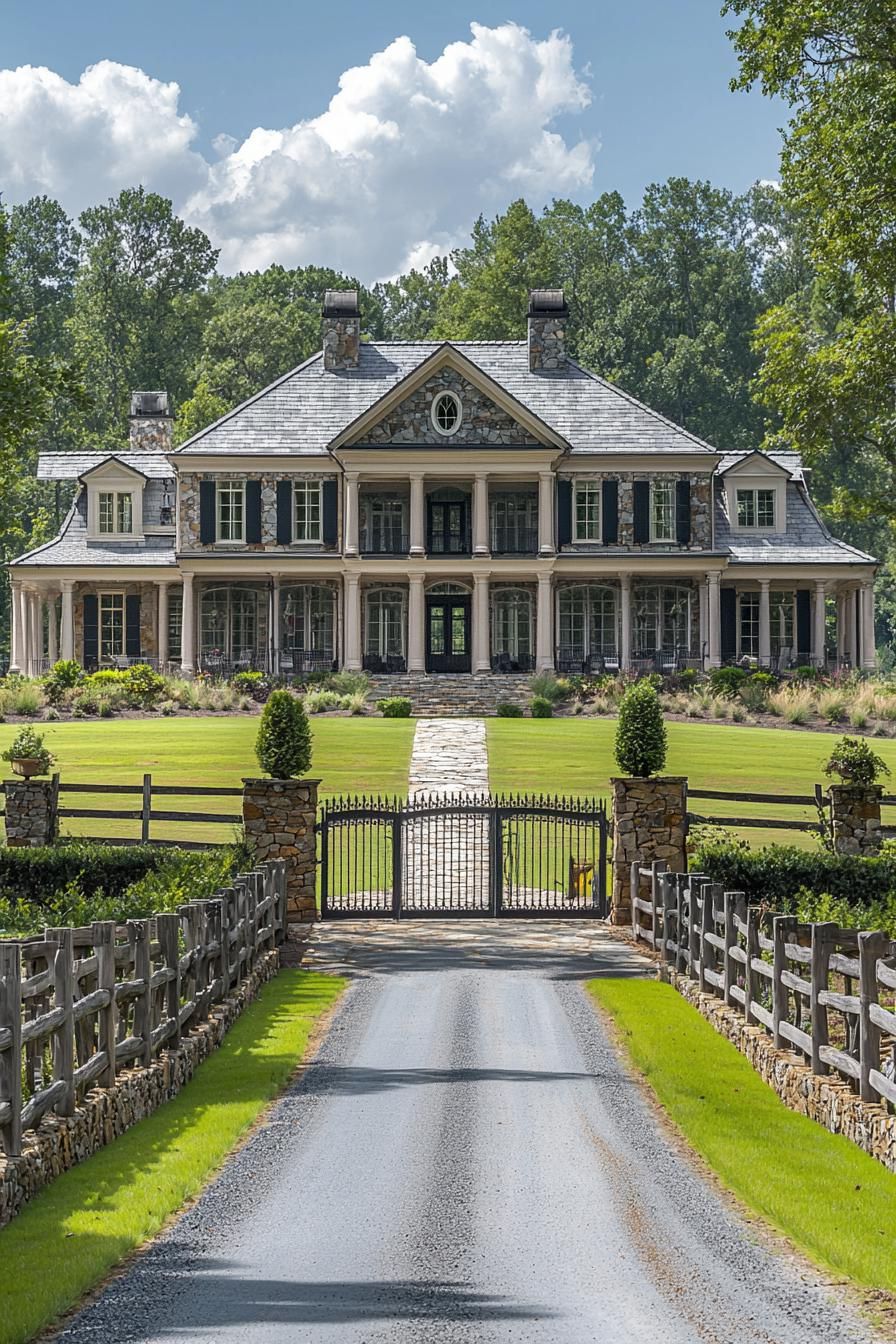 Classic mansion with a sweeping driveway and grand entrance