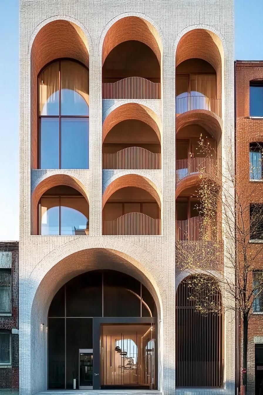 modern residential building facade with arched frame 1