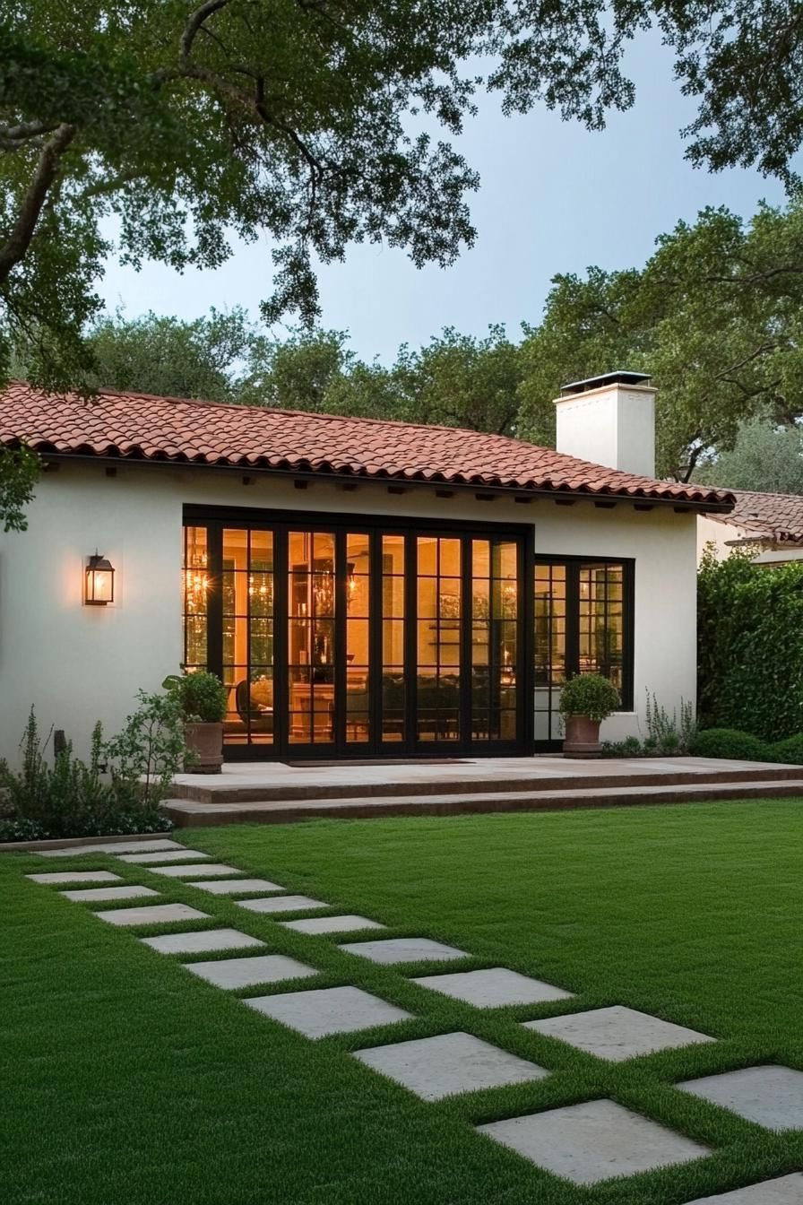 Charming bungalow with roof tiles and lush garden