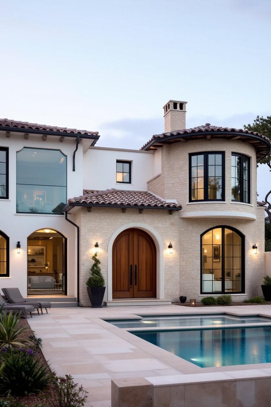 Chic Mediterranean house with pool and arches