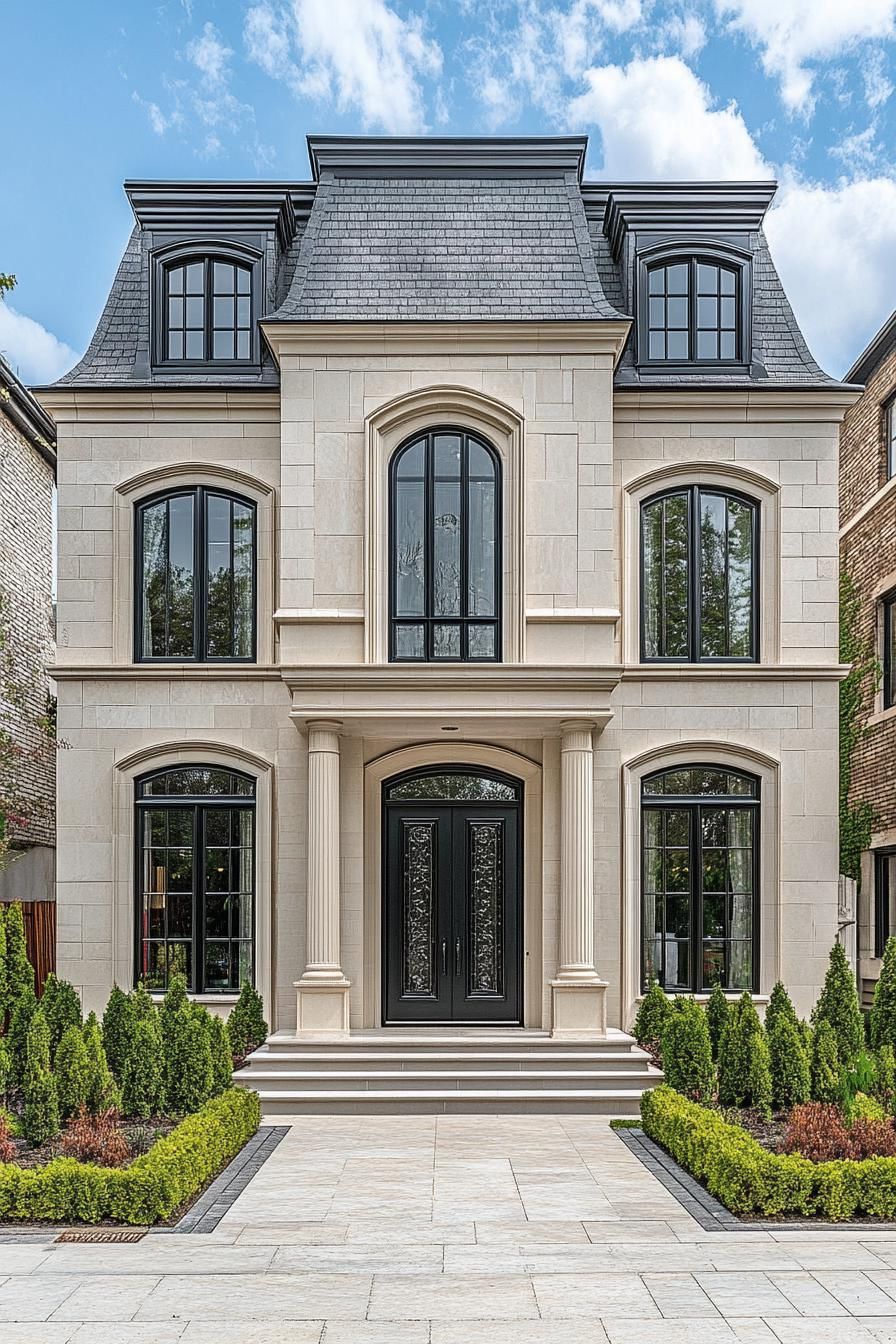 Luxury house with grand entrance and large windows