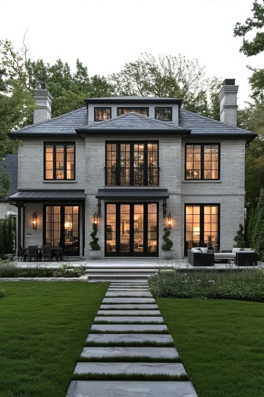 Charming Georgian house with expansive windows and lush garden