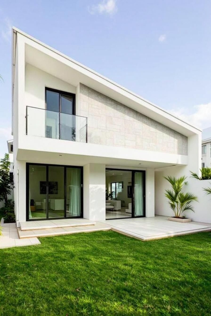 Stylish skillion roof house with lush lawn