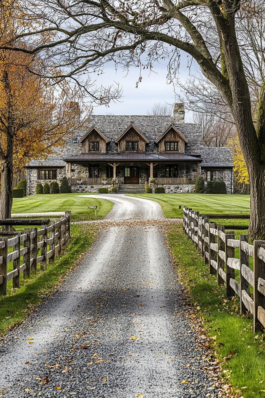 Charming farmhouse with gravel driveway