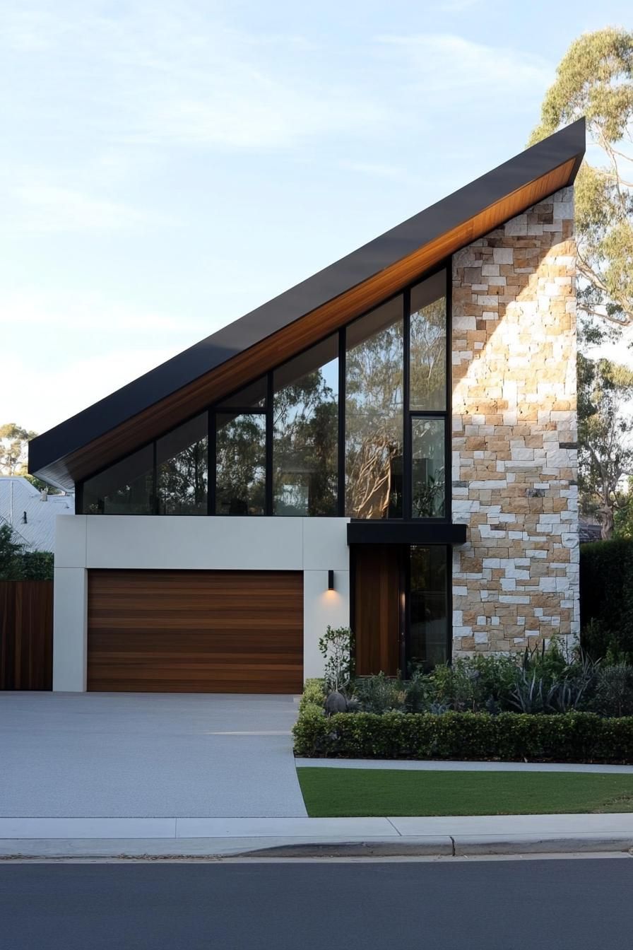 Modern house with a dramatic skillion roof