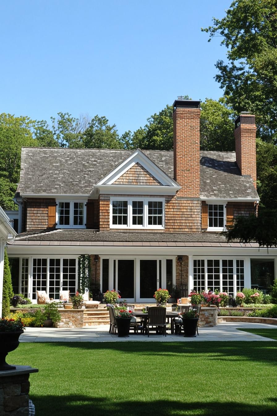 Classic Hamptons house with lush lawn