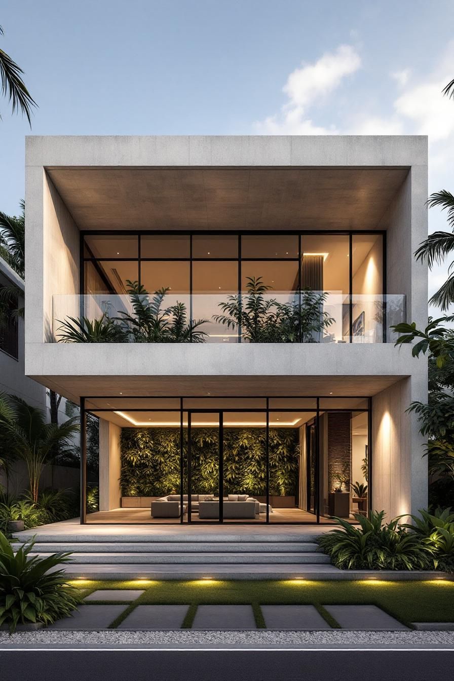 Modern tropical house with abundant greenery