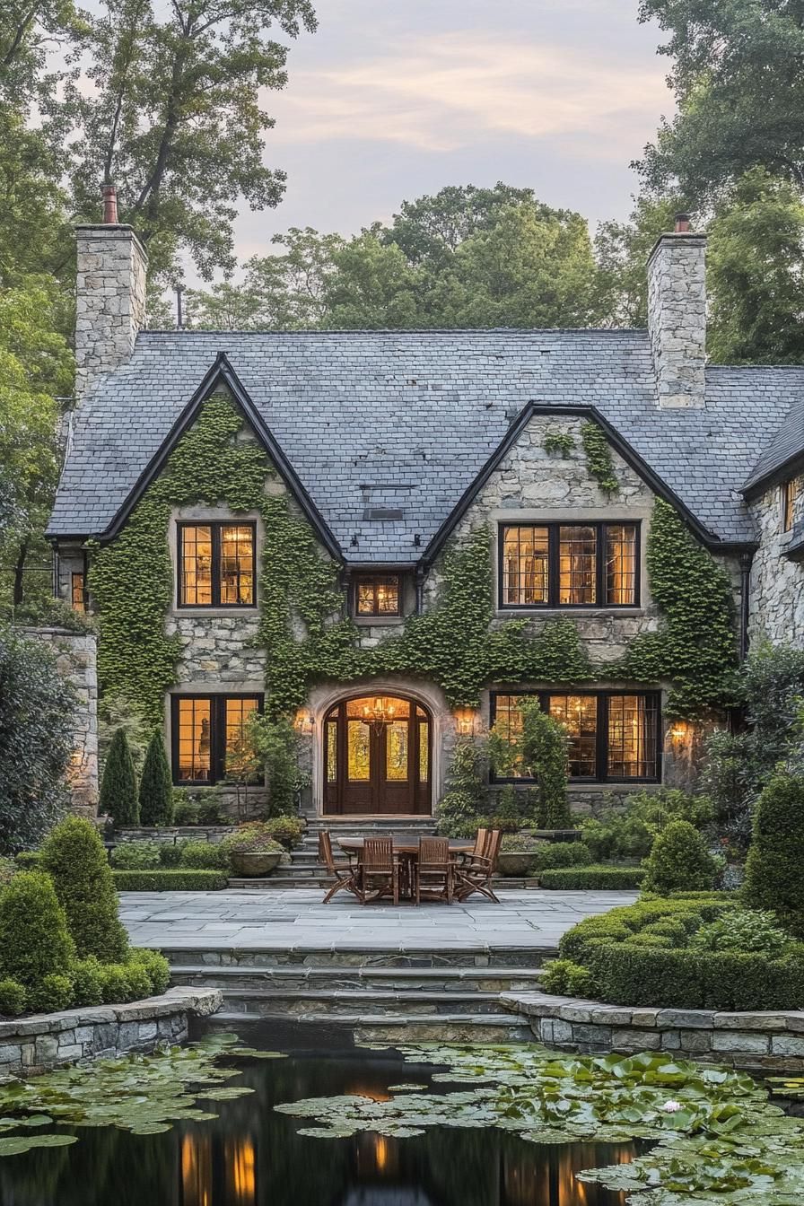 Stone Serenity With Ivy Drapes