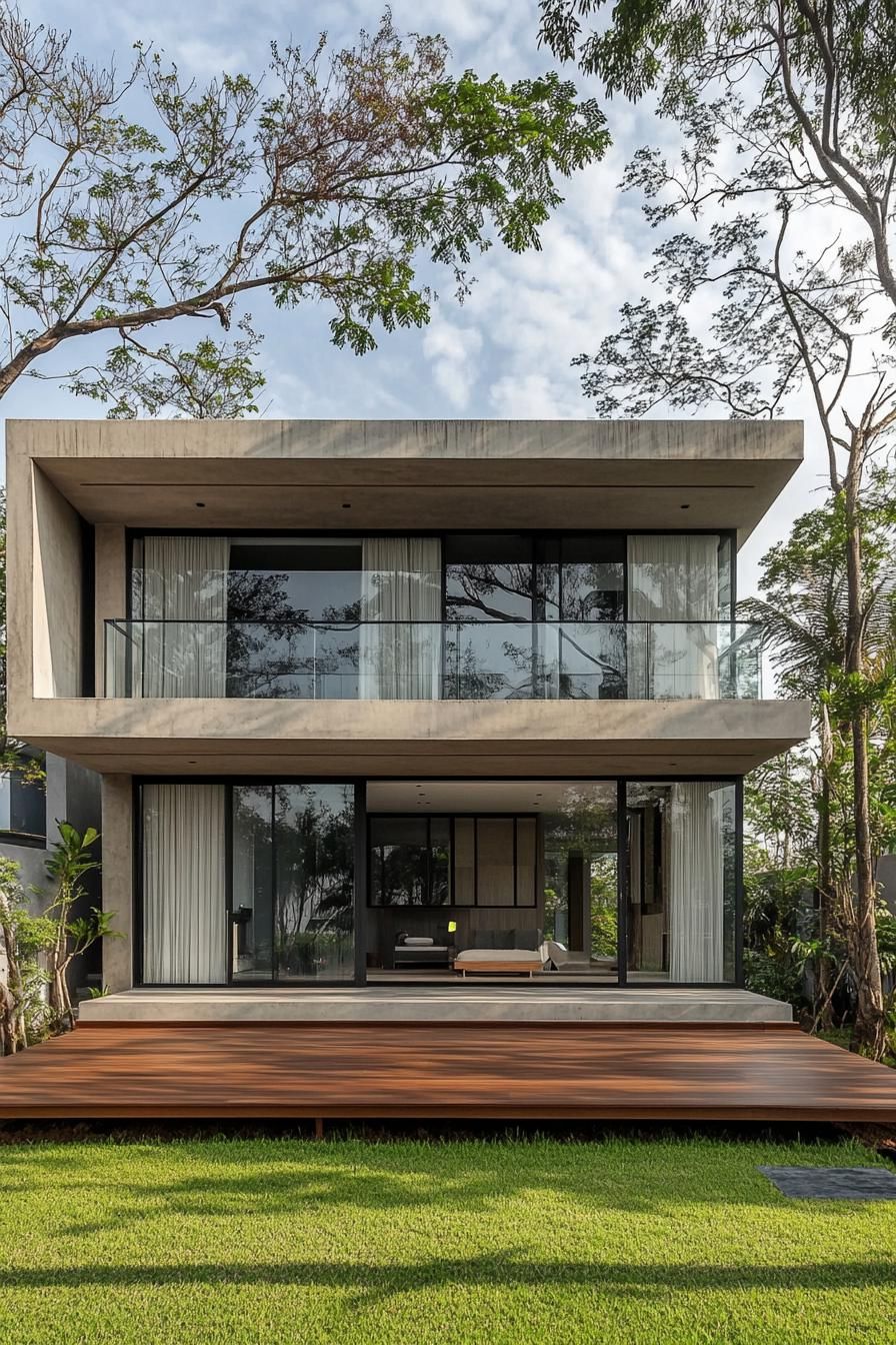 Modern Thai house with minimalist design and glass façade