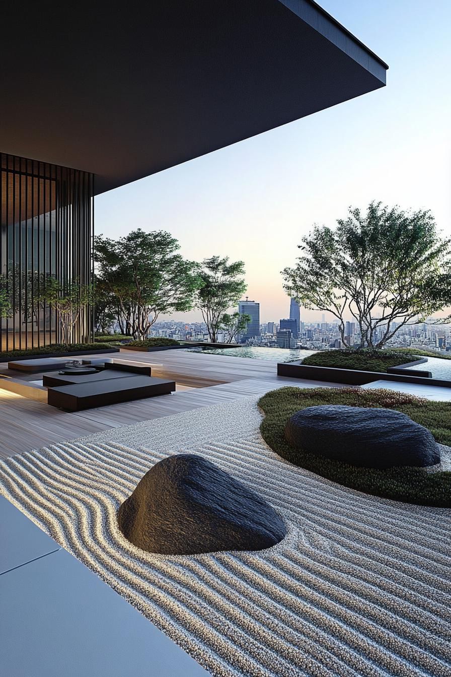 modern rooftop terrace with zen garden 1