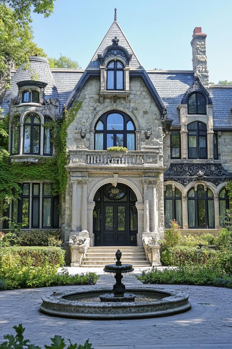 Elegant stone mansion with ornate details