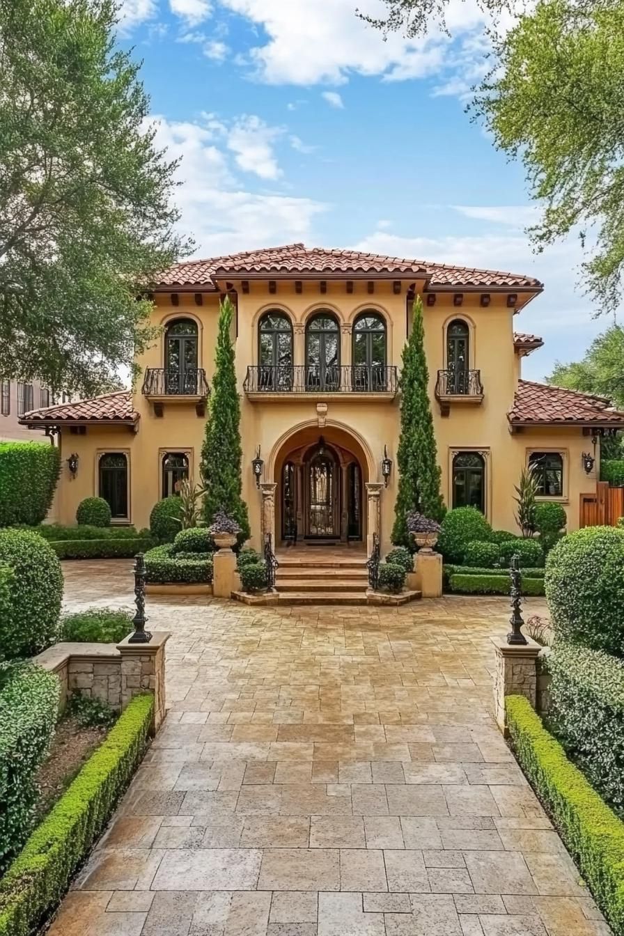 Mediterranean-style villa with lush gardens and terracotta roof