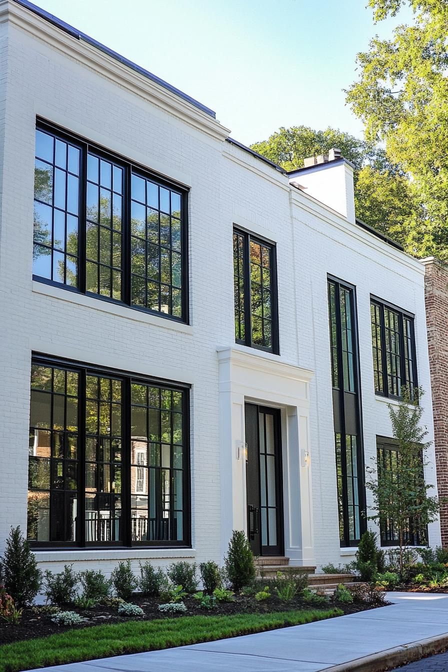 modern white brick townhouse with modern windows in white trim v 6.1 1