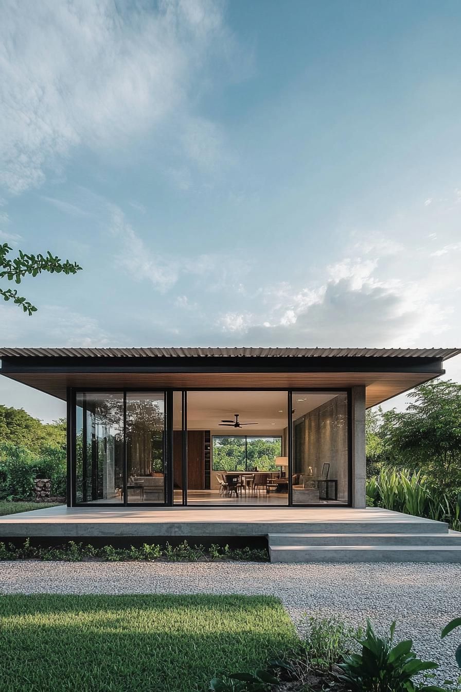 Modern Thai house with floor-to-ceiling windows