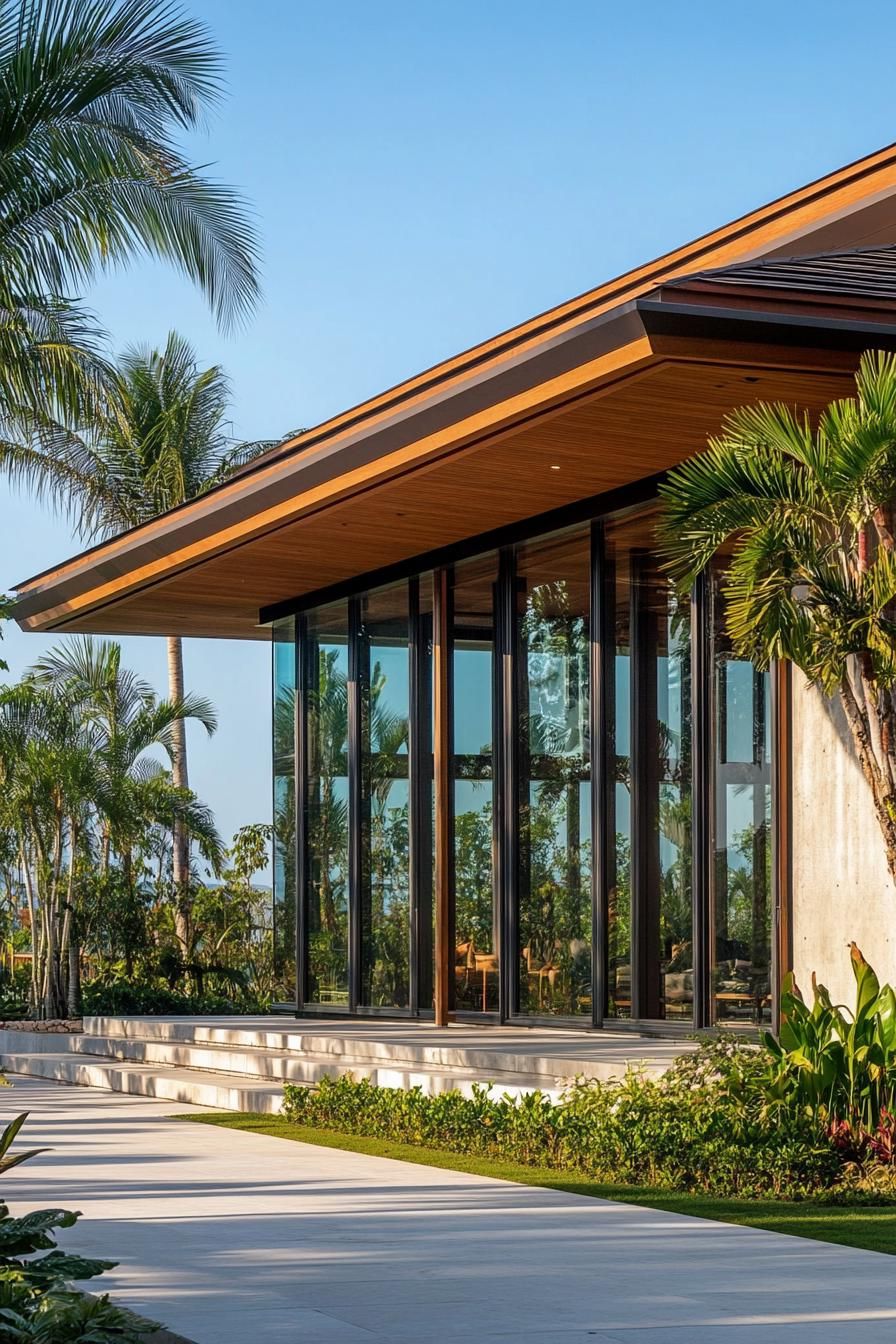 Modern Balinese villa with expansive glass walls