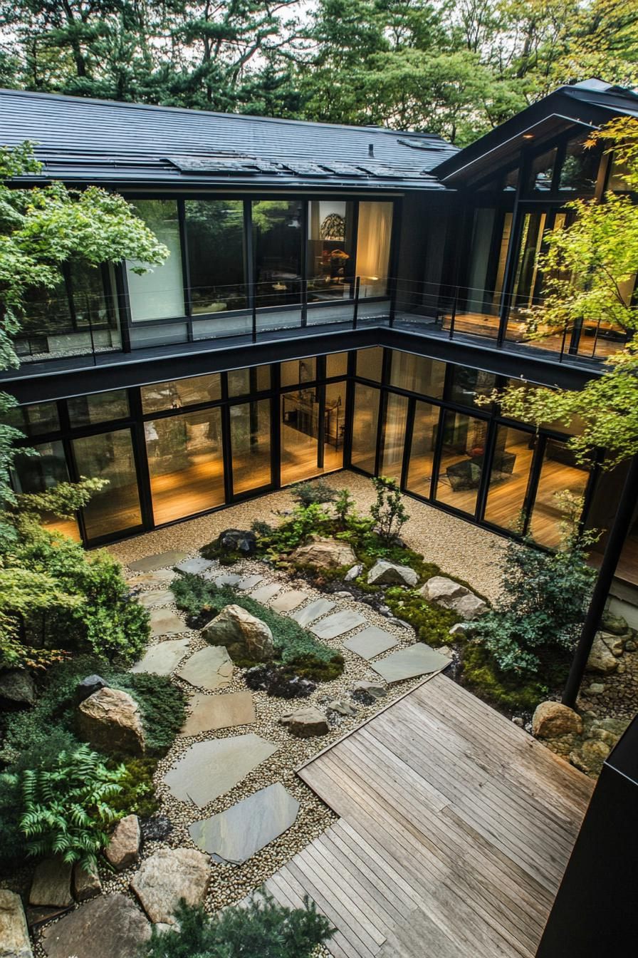 Elegant Japanese courtyard with serene garden