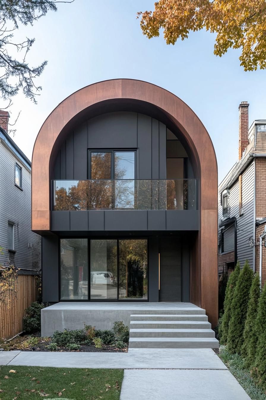 Elegant small house with a unique arched facade