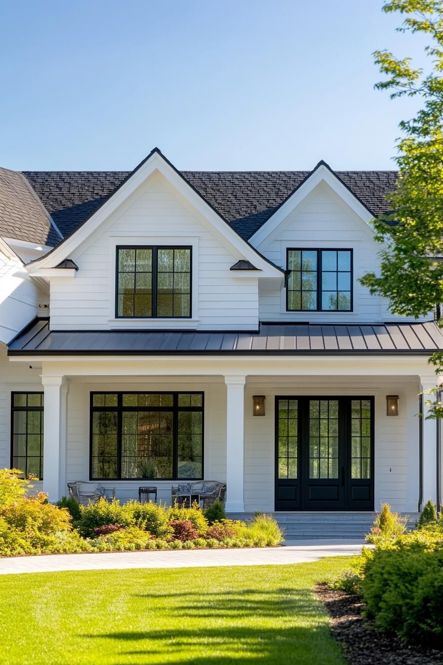 Chic white house with charming front porch