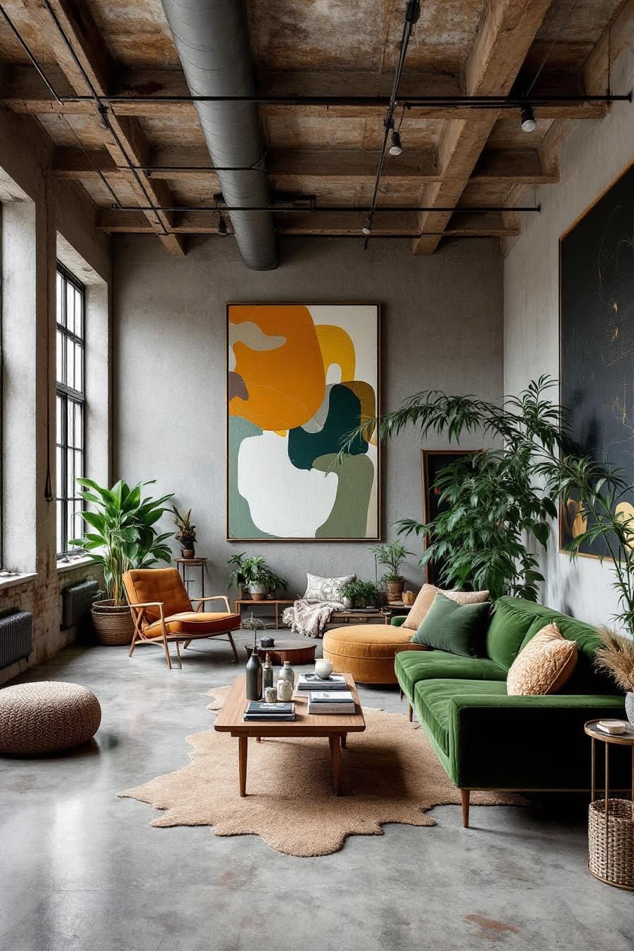 Green Velvet Dreams in an Urban Loft