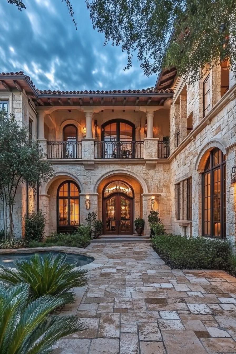 Charming Mediterranean villa with stone walls and elegant arches