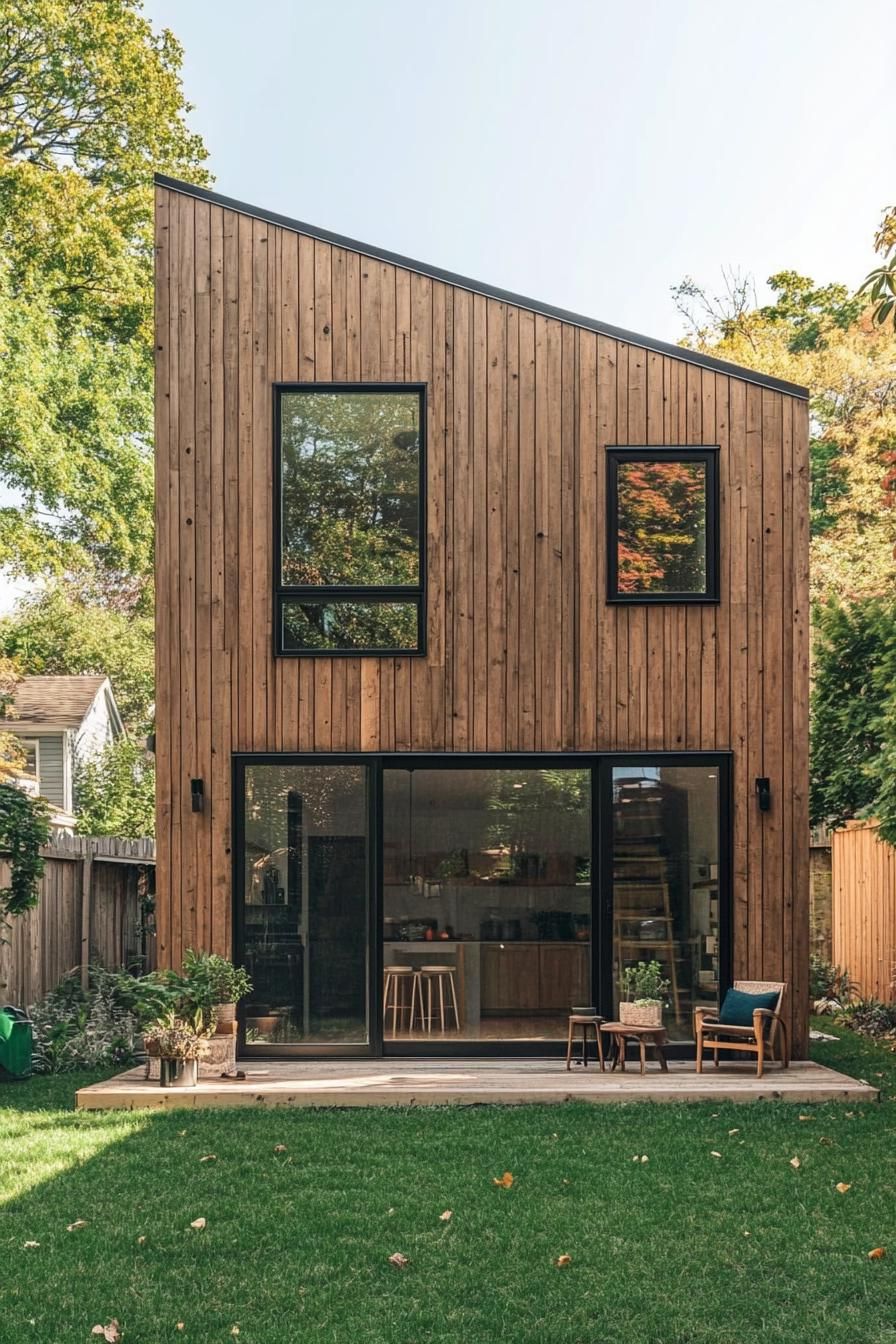 Wood-clad two-story house with modern features