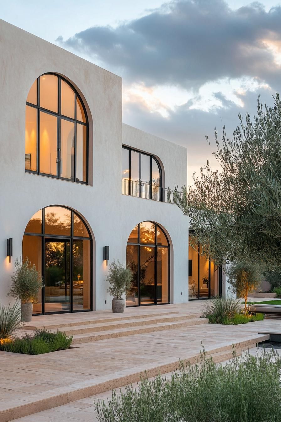 Mediterranean villa with large arched windows