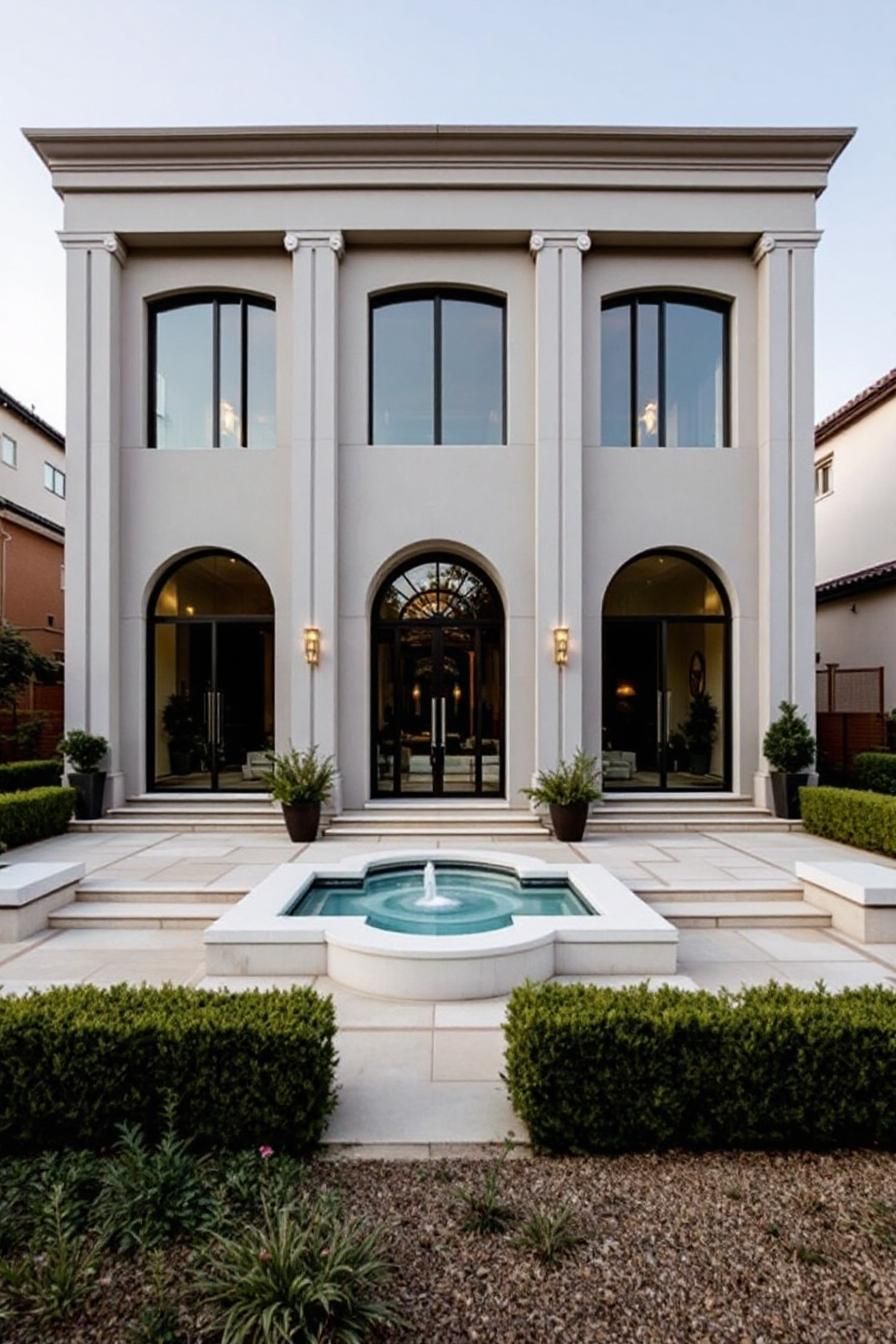 Splendid Neo-Classical Facade with Fountain Flair