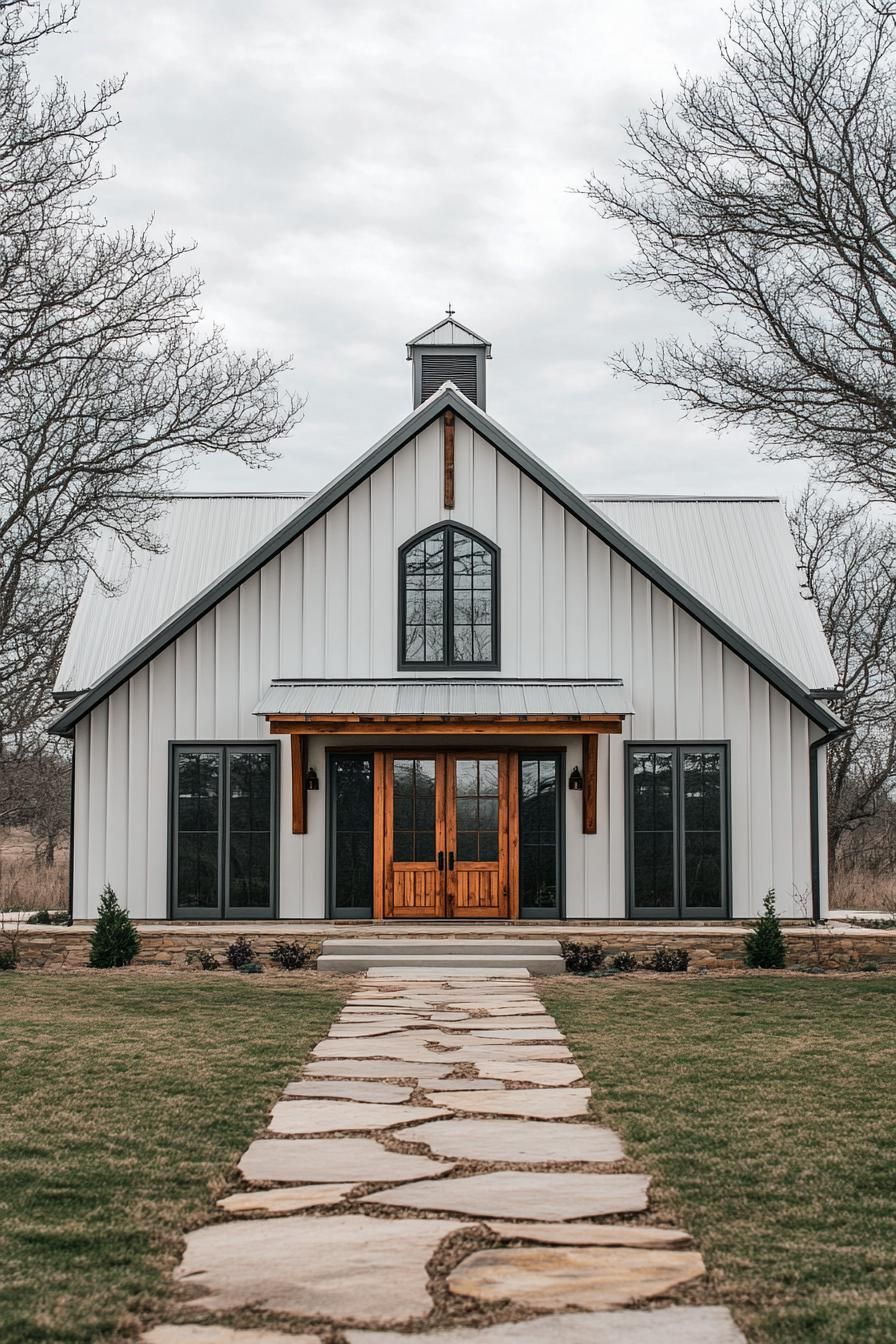 Charming barn-style home with wooden accents