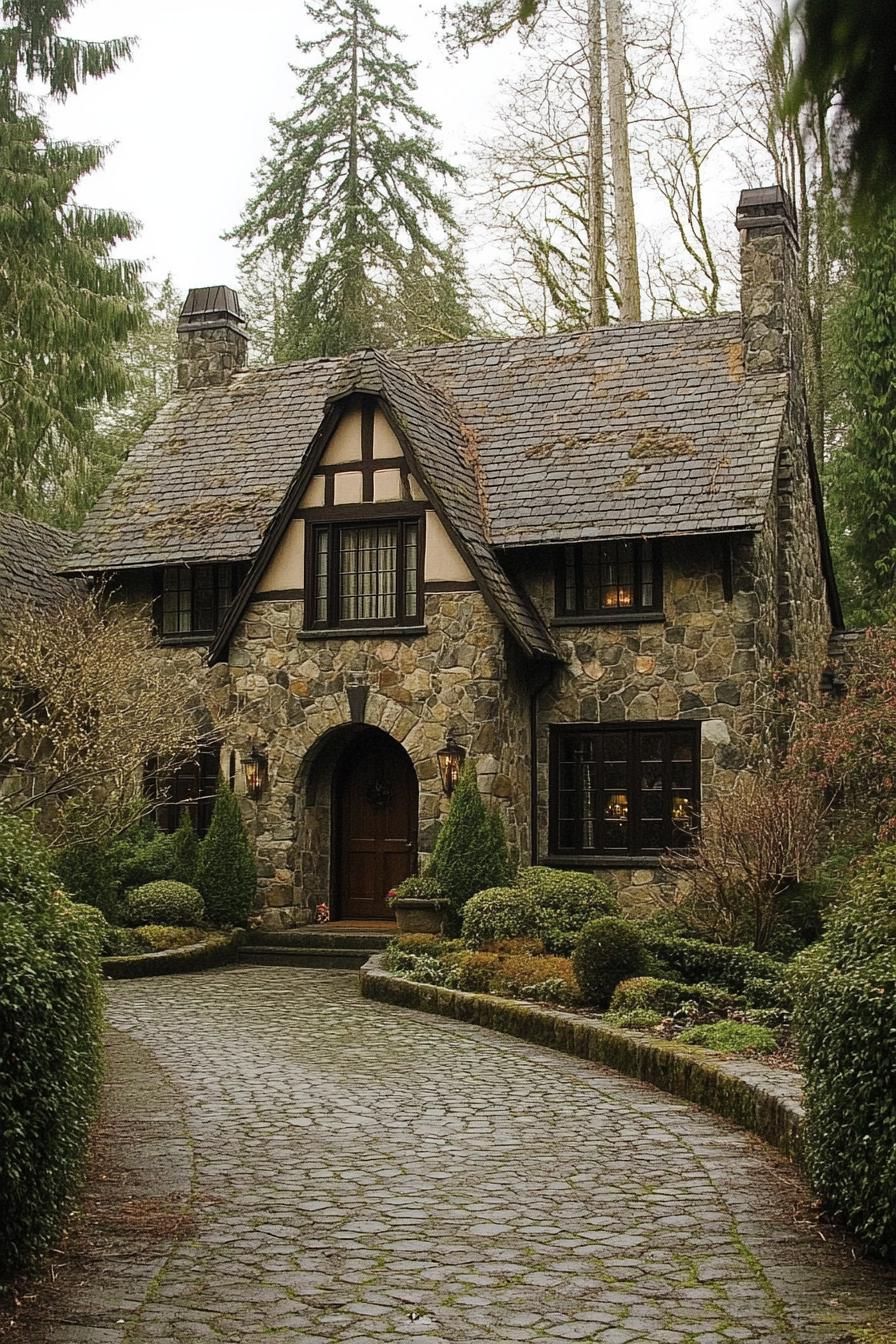 Charming stone cottage surrounded by trees