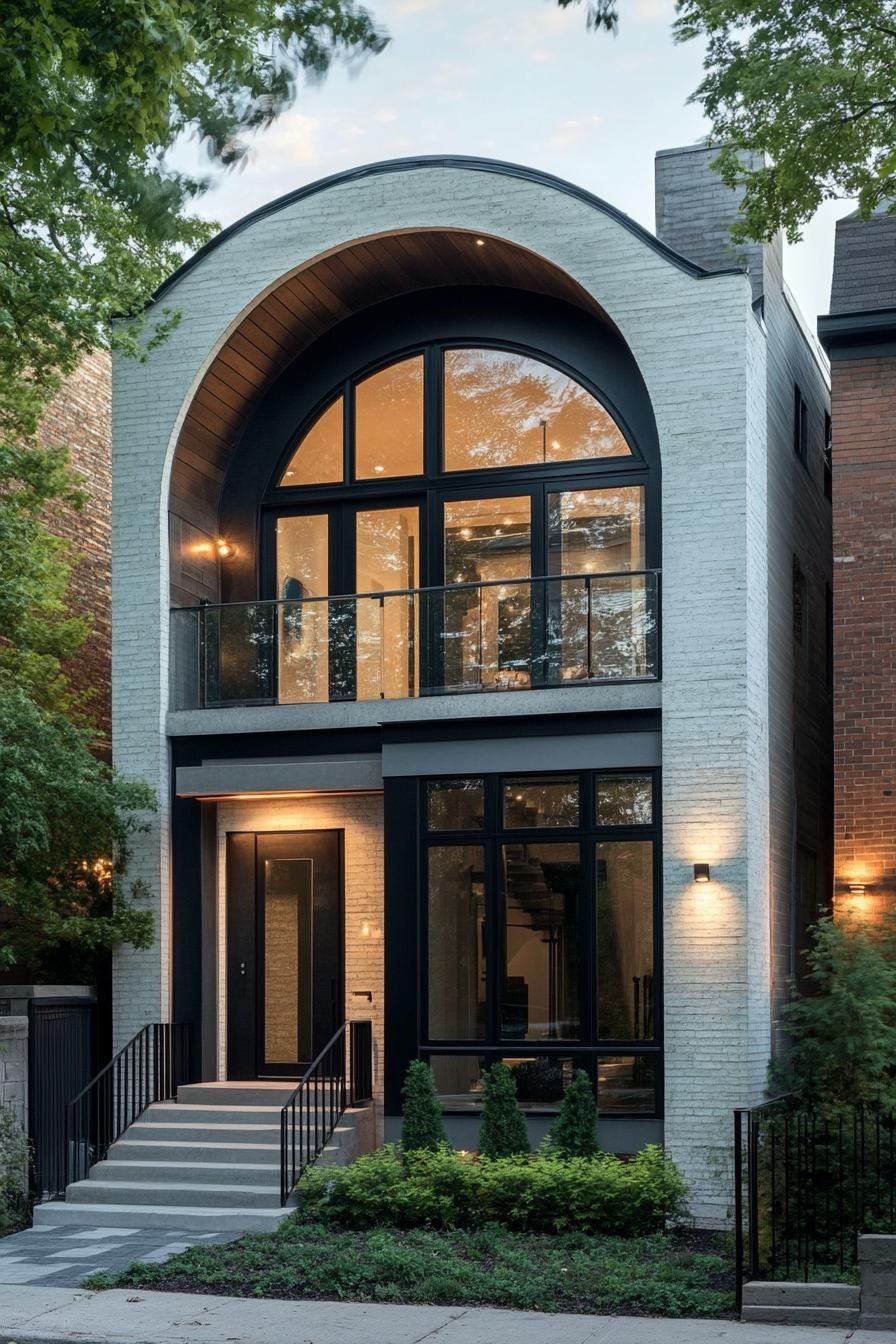 Contemporary house with arched facade