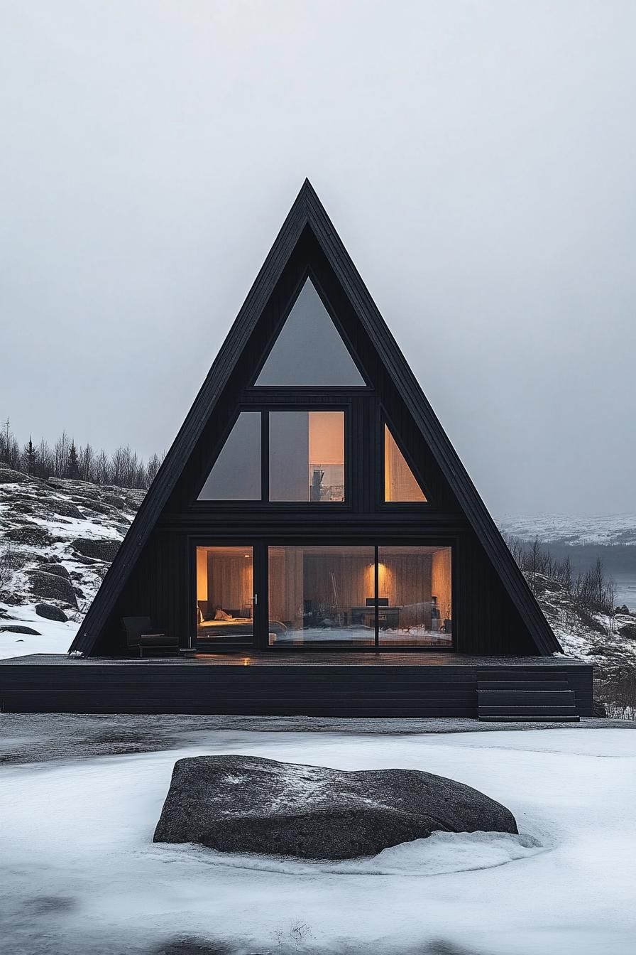 a frame house facade with charred timber cladding stunning Nordic landscape 2