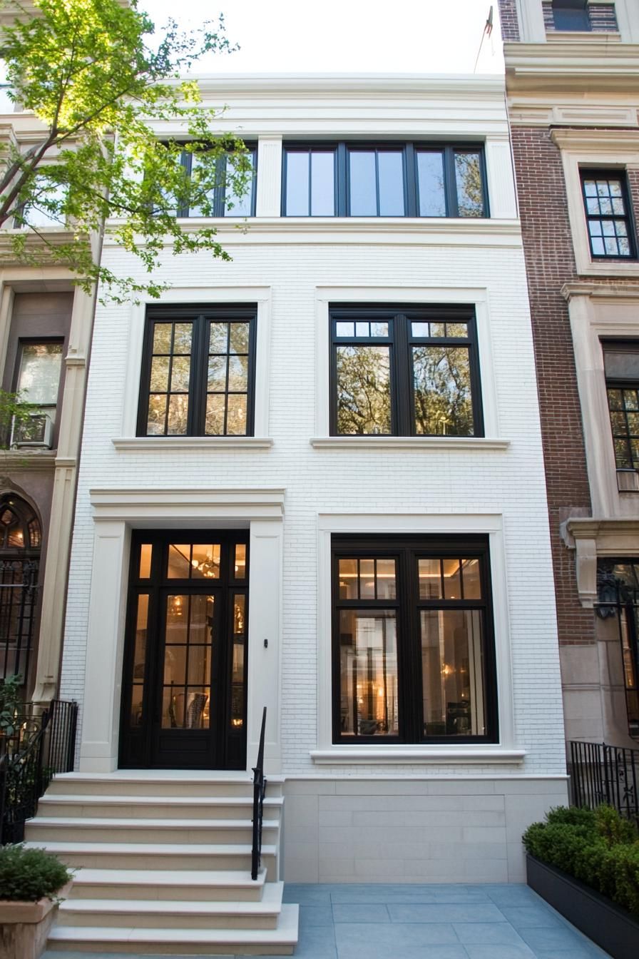 modern white brick townhouse with modern windows in white trim v 6.1