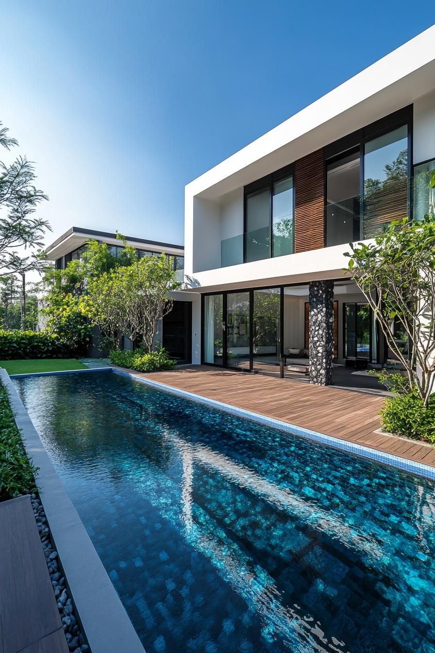 Modern Thai house with a pool and garden