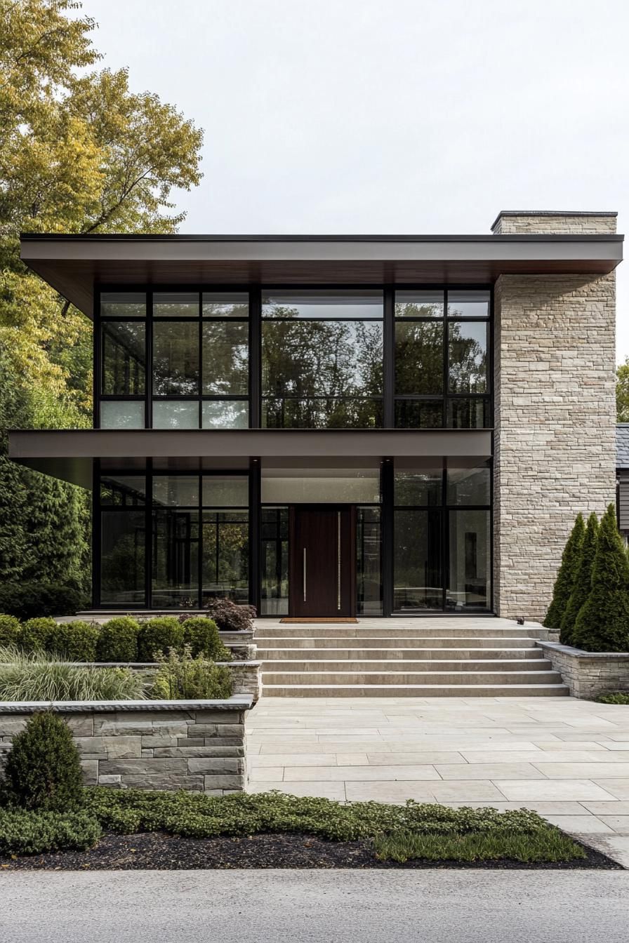 Modern house with stone and glass façade