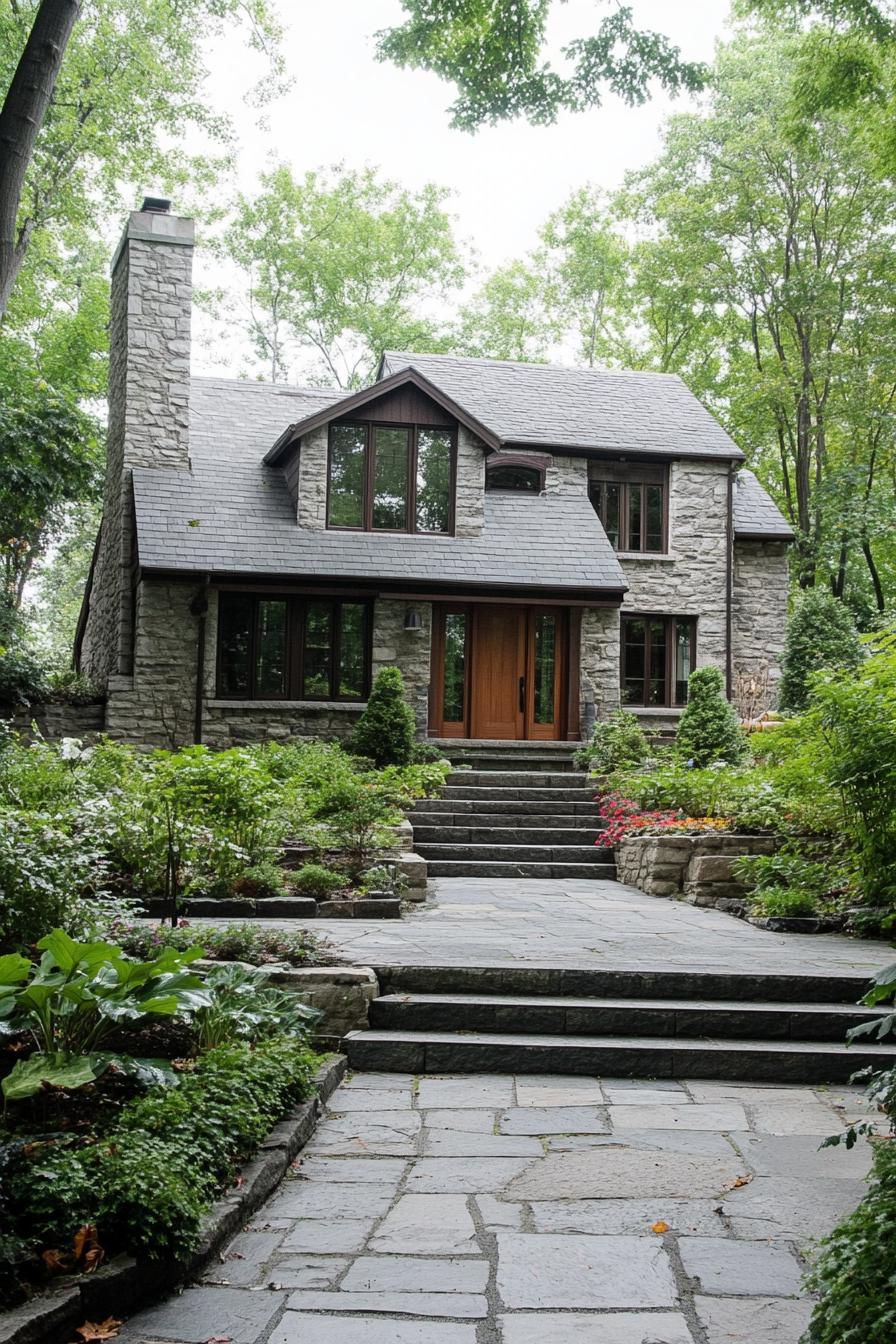 Charming stone cottage nestled in lush greenery