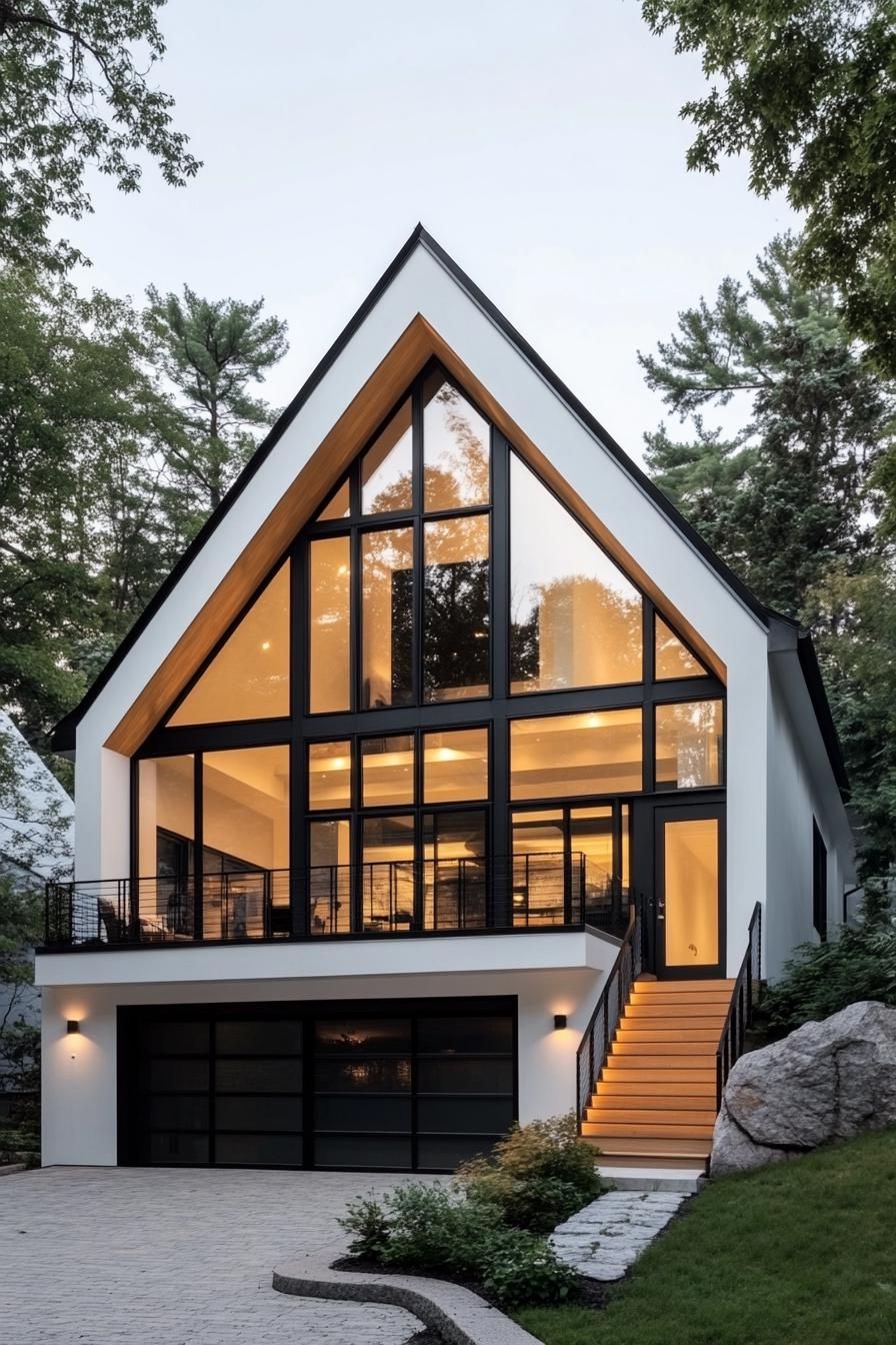 Stylish A-frame house with large windows